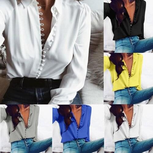 Women Fashion Casual Solid Long Sleeve Blouse Lapel Shirt blouse shirt women Turn-down Collar Regular blusas Summer Shirts