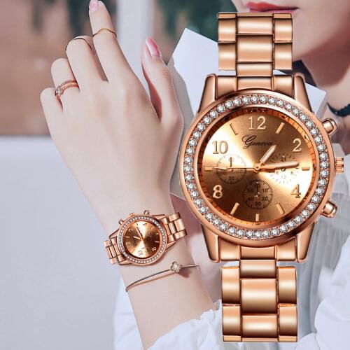 Reloj Mujer 2021 Watches Women Classic Geneva Luxury Ladies Watches Womens Full Steel Crystal Relogio Feminino Metal Wristwatch