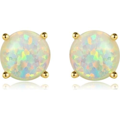 BONISKISS Hot Sale 2020 Simple Women Ladies Opal Earrings For Men Women Gold Color Round Earring Jewelry Girl Woman 433-8mm