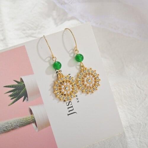 UAM Bohemia Style Drop Earrings For Women Gifts Delicate Crystal Acrylic Pearl Round Earrings New Fashion Jewelry Accessories