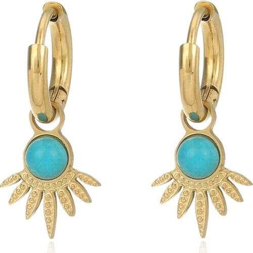 Vintage Fan Drop Earrings For Women Stainless Steel Fashion Jewelry Pendientes Mujer Gift Gold Color Earrings Accessoires femme