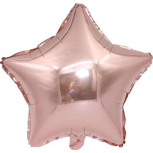 10Pcs 18inch Rose Gold Star Heart Globos Metallic Color Infatable Foil Balloon for Party Birthday Wedding Decoration Party