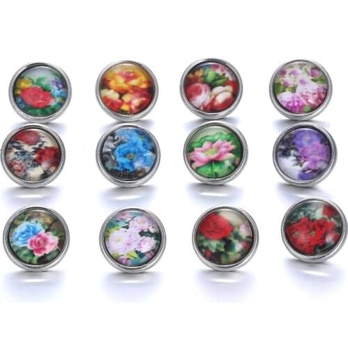 10pcs/lot 12mm small glass snap buttons for heart 12mm button jewelry fit small snap jewelry