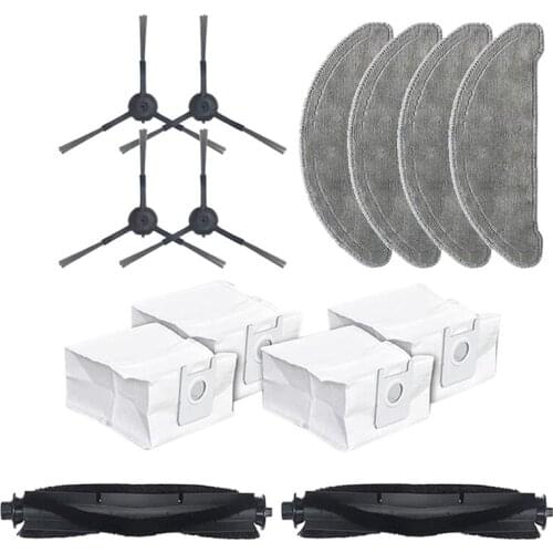 TOP!-For Roidmi EVE Plus Robot Vacuum Cleaner Replacement Parts Dust Bag Mops Cloth Roller Brush Side Brush 14 Pcs