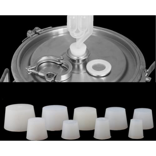 2 Pcs Home Brew Wine Stoppers Silicone Plug Rubber Stopper With Hole Airlock Valve Bubbler Wine Brew Bar Tools