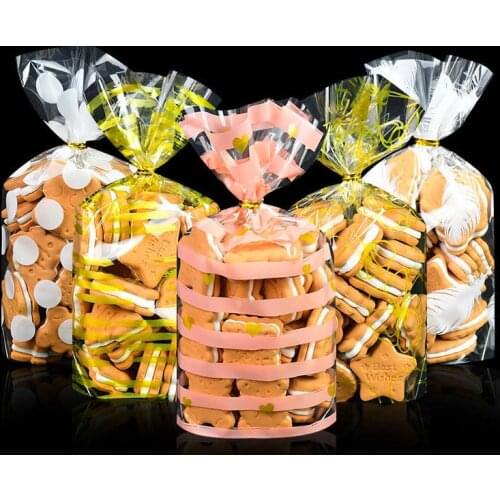 Biscuit Cookie Packing Birthday Party Decoration Supplies Wedding Favors Baby Shower Bags Christmas Gift Plastic Candy Bag 50Pcs