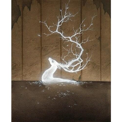 5D New Needlework DIY Diamond Painting White Deer Elk Sewing Knitting Needles Diamond Cross Stitch Embroidery Canvas