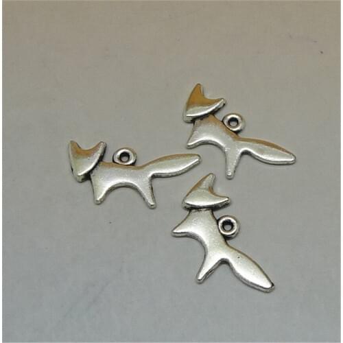 ALY 200Pcs/lot Vintage Silver Simple Fox Charms Cute Animal Craft Supplies 20x11mm Jewelry Findings