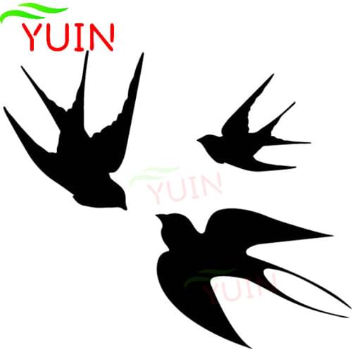 Swallow Flying Car Sticker Fashion Car Window Decoration Personality PVC Waterproof Sunscreen Decal Black/White/Red/Laser/Silver