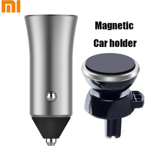 Xiaomi Dual USB Car Charger 18W Quick Charge 3.0 fast charge smart output light tips 12V/1.5A + Magnetic Car cellphone holder