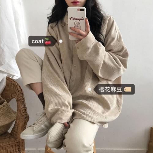 Blouse Women Shirt Corduroy Jacket Long-Sleeved Loose Shirt Women Blusas Ropa De Mujer