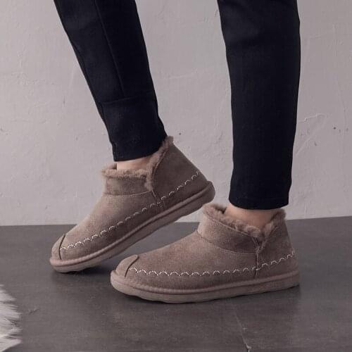 New Winter Plus Velvet Mens Boots Warm Hand-Made Retro Snow Boots Trend Wild Flat Casual Mens Cotton Shoes