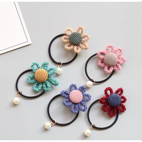 Boutique 30pcs Fashion Cute Sunflower Elastic Hair Bands Kawaii Solid Floral Rope Gum Rubber Band Princess Headwear Accessories