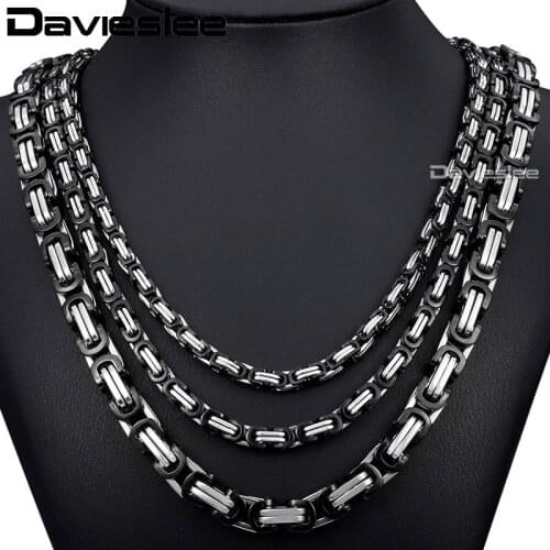 5mm Mens Boys Byzantine Box Gold Tone Stainless Steel Necklace Chain Gift Promotion Wholesale Jewelry KNM103