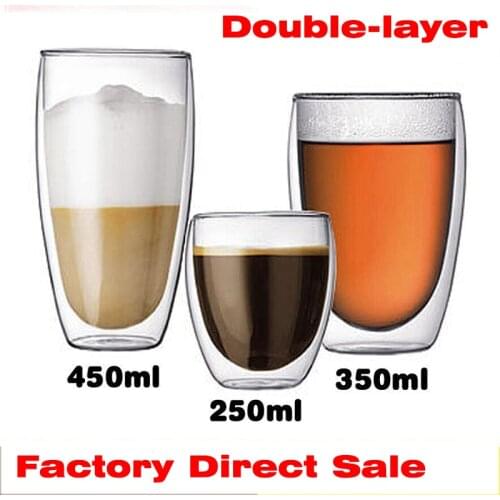 Double-layer Glass Cup Heat-resistant Insulated Shot Glass for Coffee Tea Water Drinking Double Walled Glassware Transparent Cup