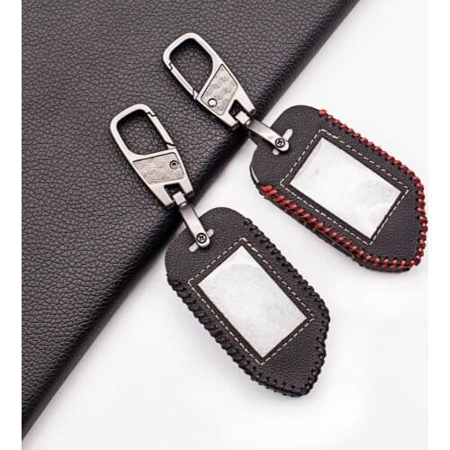 Two Way LCD Remote Soft Leather Key Case Cover Key Keychain For Sher-khan Mobicar A Mobicar B Russian Version Car Alarm System