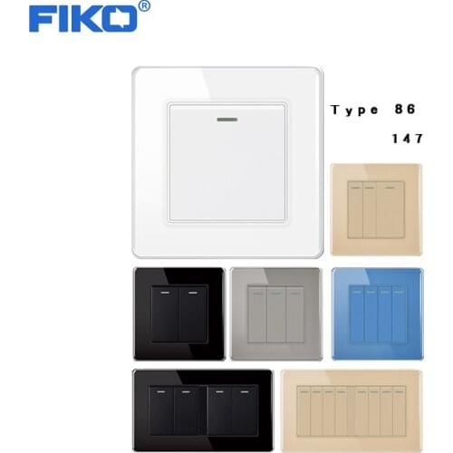 FIKO One to four position lamp switch, tempered glass panel, single control, double control and multi control switch panel