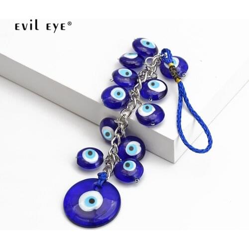EVIL EYE Blue Turkish Evil Eye Beads Round Pendant Wall Hanging Decorations for Home Living Room Car Hanging Decoration BE152