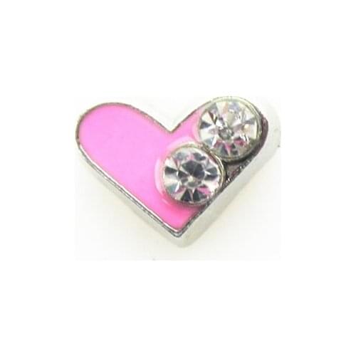 Hot selling 20pcs/lot Crystal Pink Heart Floating Charms Living Glass Memory Lockets Floating Charm DIY Jewelry Charms
