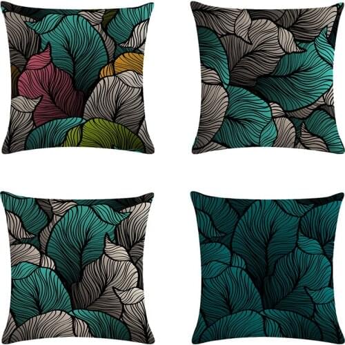 Art watercolor Leaves geometric ginkgo leaf coral pattern cotton linen 45x45cm throw Cushion Cover home decor pillow case