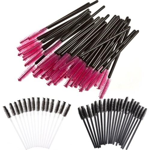 New 100pcs/lot make up brush Pink synthetic fiber One-Off Disposable Eyelash Brush Mascara Applicator Wand Brush best deal