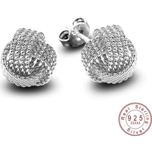 Hot Sale Silver Color Shining Crystal Round Shape Hollowed Backside Stud Earrings For Women Wedding Jewelry Dropshipping