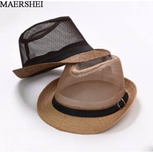 MAERSHEI Summer fashion jazz straw for man beach sun straw Panama hat casual sun hats for women Wholesale