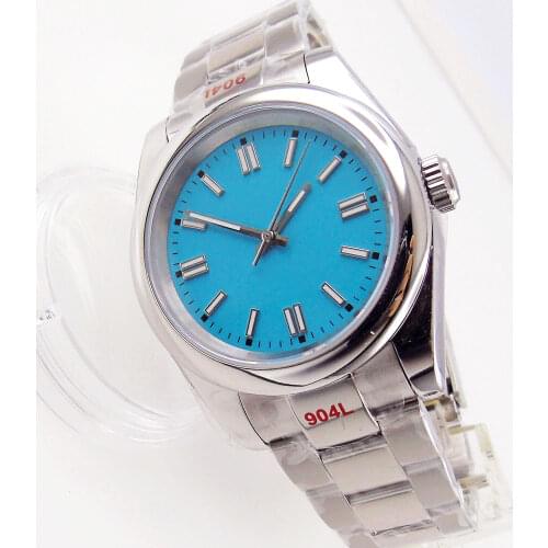 36mm/39mm Sapphire Mens Watch Miyota 8215/Mingzhu 2813 Unisex Fix Bezel Lume Oyster Band Blue/Yellow/Green/Black/Orange