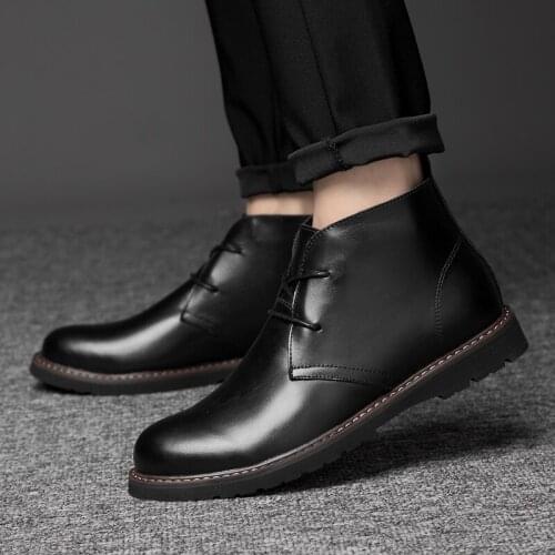 Mens Motorcycle Boots Deserts Boots American Retro Tooling Boots Casual Leather Mens Boots Vintage Man Lace up Ankle Boots