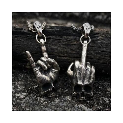 Onlysda Retro Broken Damaged Skull Pendant Necklace Mens Fashion Biker Rock Punk Jewelry Antique Chain OSDZ038