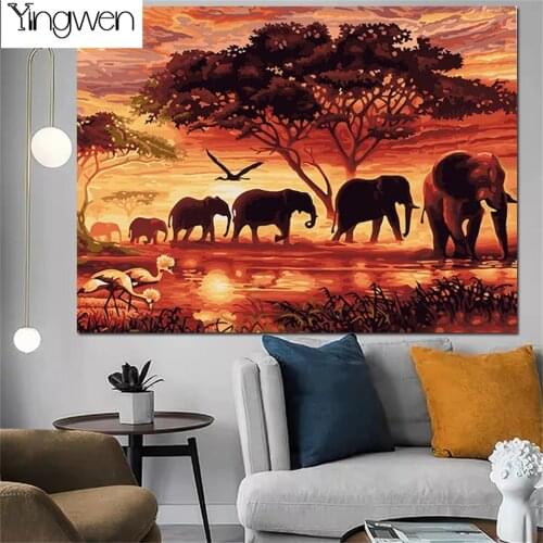 Full Diamond Painting Elephant Family 3D Beads Embroidery Cross Stitch Kits Diamond Mosaic Picture Of Rhinestone Art Home Decor