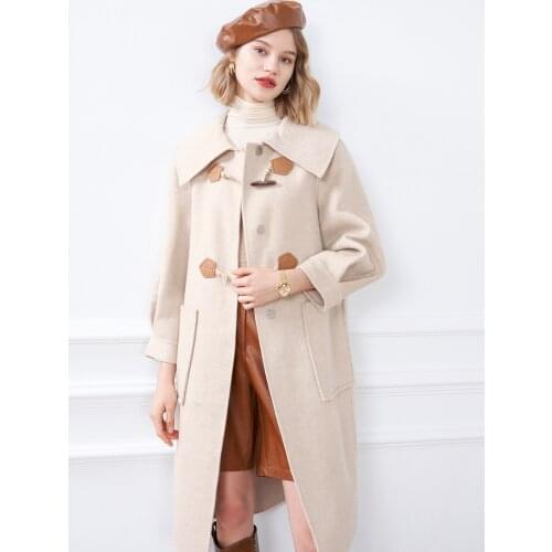 New British Style Double Faced Wool Coat with Horn Button in Autumn 2021