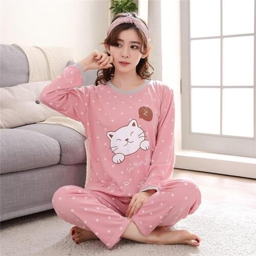 Autumn Winter Cartoon Pajama Set Cozy Woman Clothes Loungewear Lingerie Sleep Wear Soft Milk Silk nightgown for big girl
