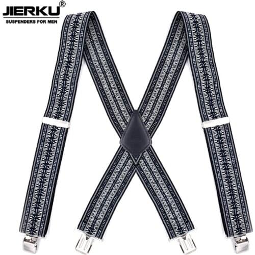 JIERKU Suspenders Mans Braces 4 Clips Suspensorio Trousers Strap Adjustable Outdoor Suspenders Fathers Gfit 5.0*120cm JK4C07