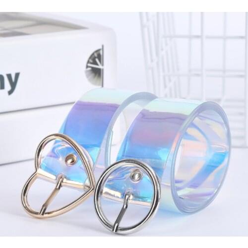 Women Clear Full Grommet Belt Female Disigner Punk Rivet Pin Buckle Waist Resin Plastic PVC Trouser Jeans Transparent Belts