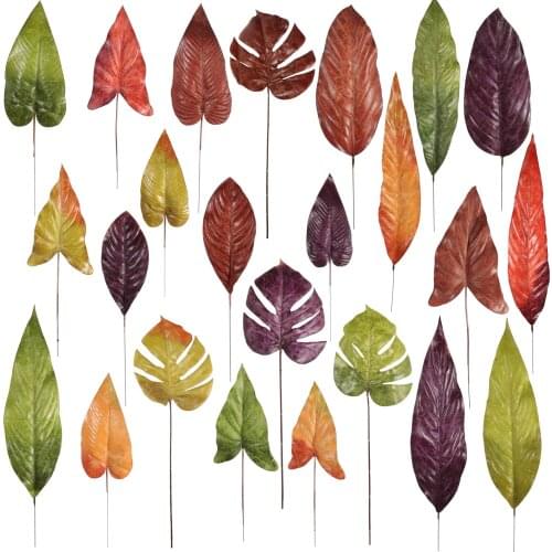 Crack leaves retro autumn leave INS home decoration accessories wedding fake artificial Monstera Heart-shaped plants palm tree