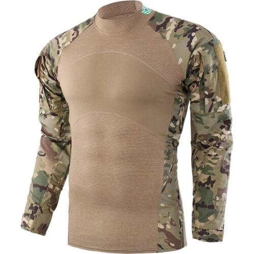 Military Uniform Combat Shirt Men Assault Tactical Camouflage Us Army T Shirt Long Sleeve Tops Male Outdoor Training Clothes XXL