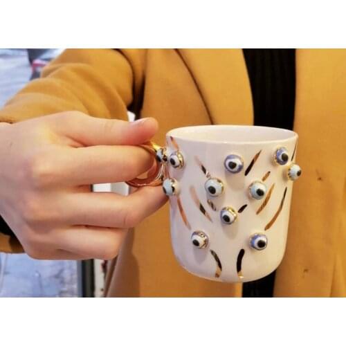 Handmade and Hand Painting Tree of Life Evil Eye beaded High Quality Ceramic Turkish Coffee Cup CupOffice Water Glass Special De