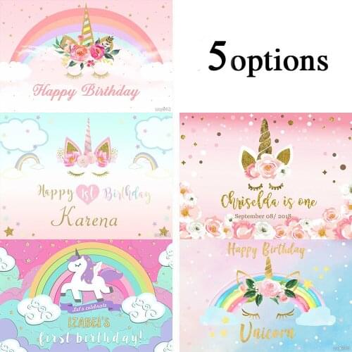 Sensfun Golden Glitter Rainbow Unicorn Background For Photography Flower Baby Birthday Party Pho l Booth Props Photocall