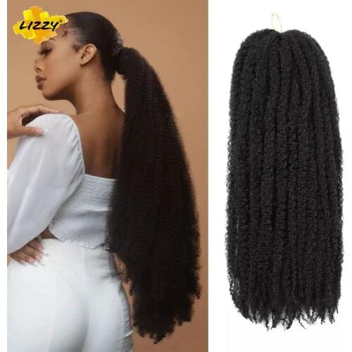 18" Marley Braids Synthetic Afro Kinky Curly Crochet Braiding Hair Extensions Yaki Ombre Marley Twist Hair For Black Women Lizzy