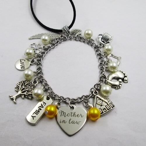 Mother in law family theme home love leather stainless steel chain rearview mirror christmas tree decoration Bag ornaments