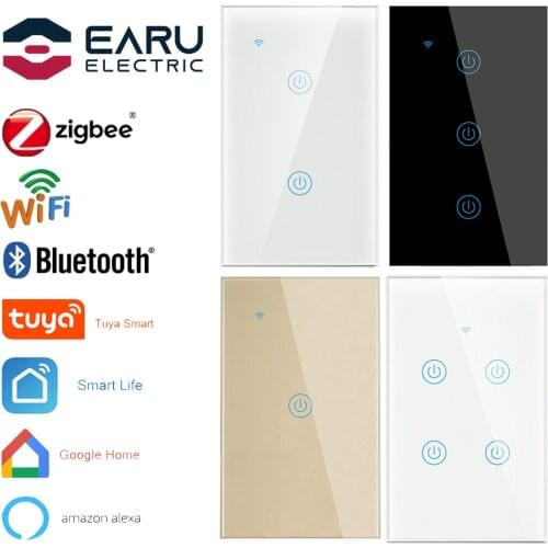 US 1-4 Gang ZigBee/WiFi Bluetooth Smart Timer Touch Switch Wall Light Switch Remote Control Tuya Smart Life Alexa Google Home