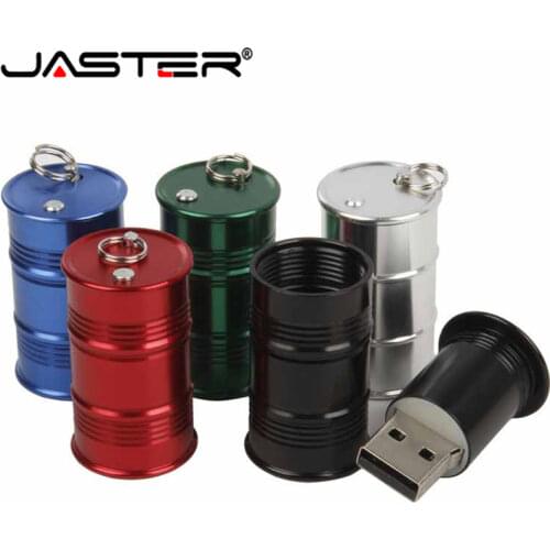 JASTER Metal Oil Drum Red USB Flash Drive 4GB 8GB 16GB 32GB 64GB Real Capacity Flash Disk 2.0 Gift Wholesale Pen Drive