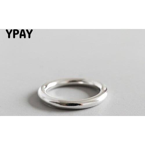 YPAY Genuine 990 Sterling Silver Circle Ring 2018 Trendy Simple Classic Circle Rings for Women Fine Party Jewelry Gift YMR519