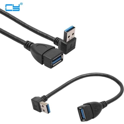 1Pcs USB Standard 3.0 Right Angle 90 Degree Extension Cable Male to Female Adapter Cord Up To Down Angle cable 15cm