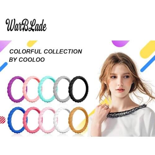 21Color Thin Braided Silicone Ring For Women Wedding Rings Rubber Bands Hypoallergenic Crossfit Flexible Silicone Finger Ring