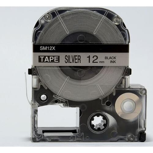Free shipping 3 pcs/lot black on matte silver SM12XC 12mm label tape KINGJIM LC tape cartridge for Tepra Labelworks printer