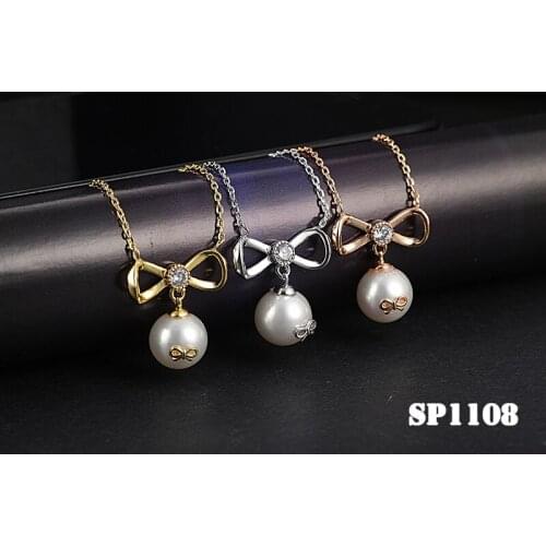 Free shipping lierzika copper kot hollow with stone white color pearl lady necklace