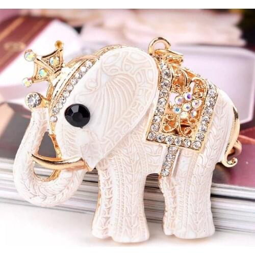 Elephant car alloy key chain creative women bag pendant personality elephant keychain key pendant key ring