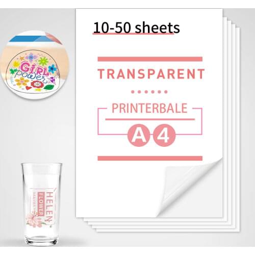 40 Sheets A4 Printable Vinyl Sticker Paper Transparent Vinyl Sticker Printer Paper Clear Label Paper for Inkjet Laser Printer